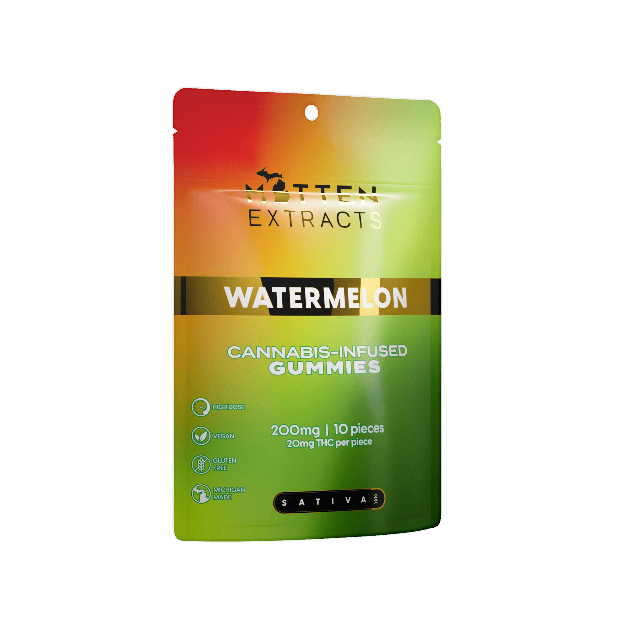 Watermelon Gummies | 200mg | 10ct | 20mg/each by Mitten Extracts