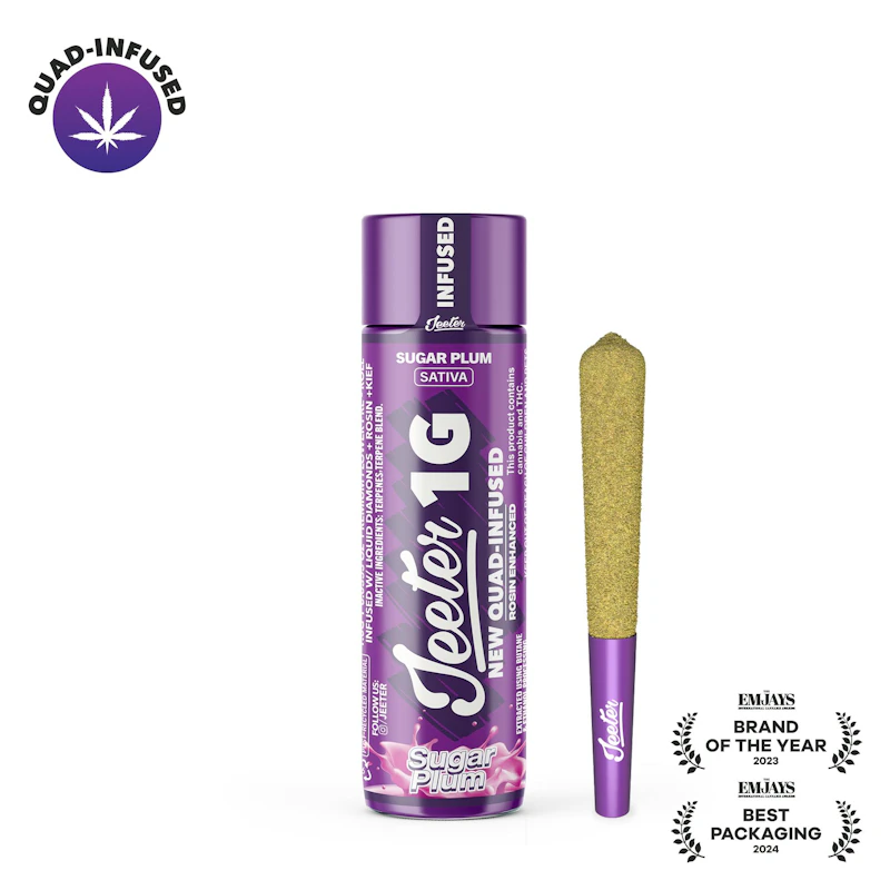 Jeeter Sugar Plum · Quad-Infused Joint · 1g, Infused Pre-Rolls