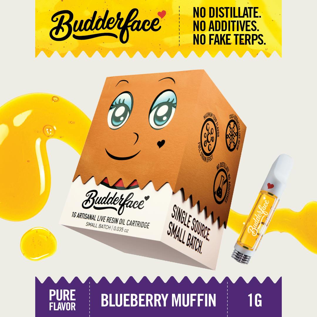 BUDDERFACE | Blueberry Muffin | 1G | Artisanal Live Resin 510 Vape Cart