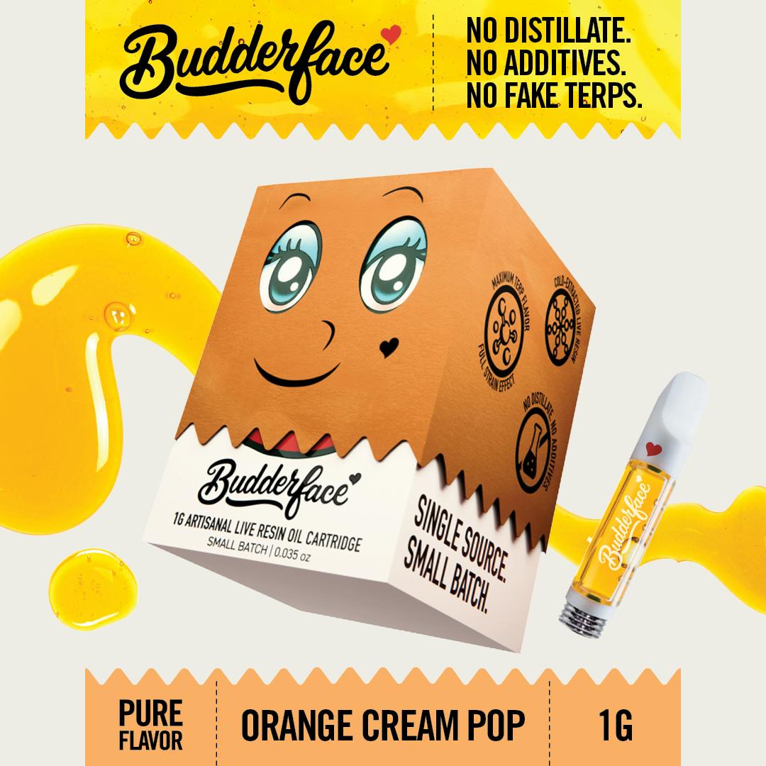 BUDDERFACE | Orange Cream Pop | 1G | Artisanal Live Resin 510 Vape Cart