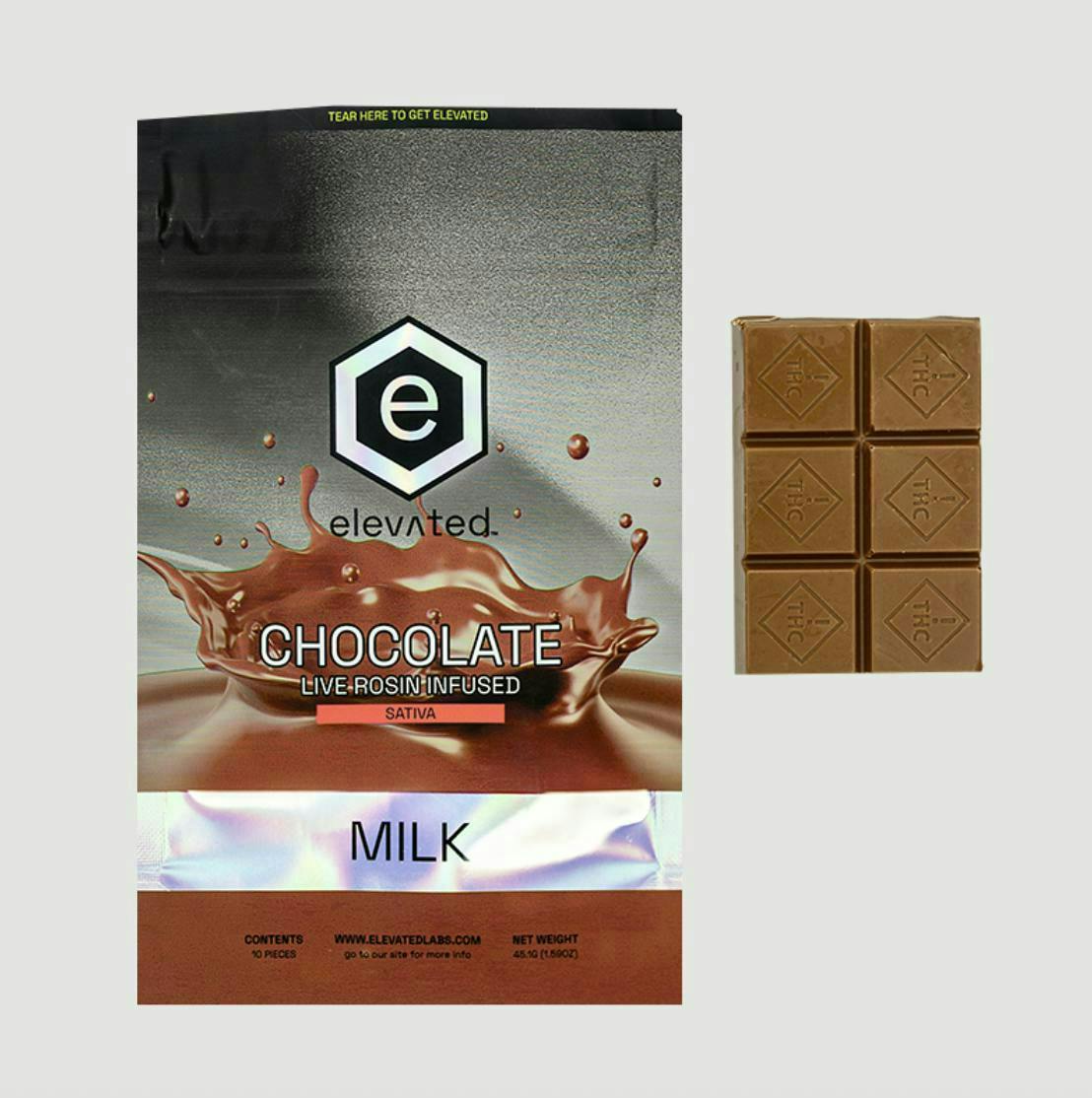 Elevated | Live Rosin Milk Chocolate | 100mg | 10ct | 10mg/ea by Elevated Labs