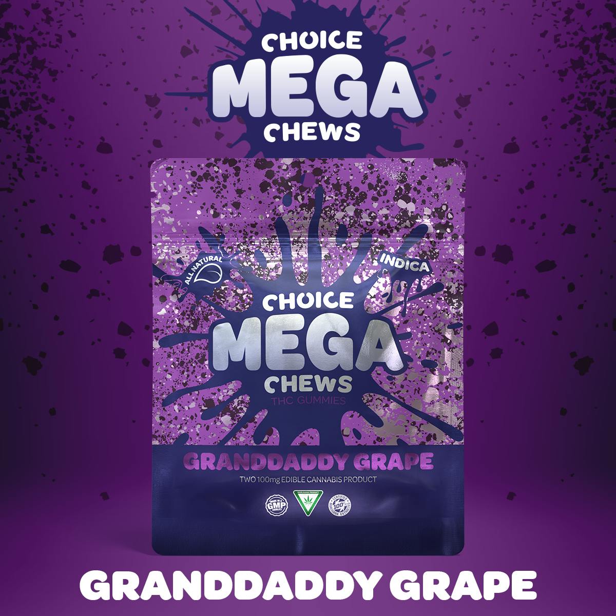 Mega Chews - Granddaddy Grape - 200mg - Choice Chews