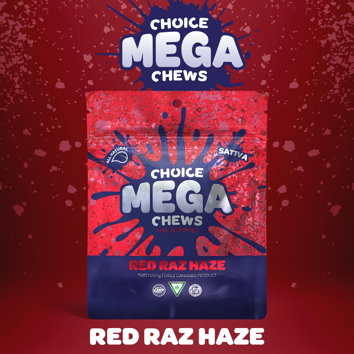 Mega Chews - Red Raz Haze - 200mg by Choice Chews