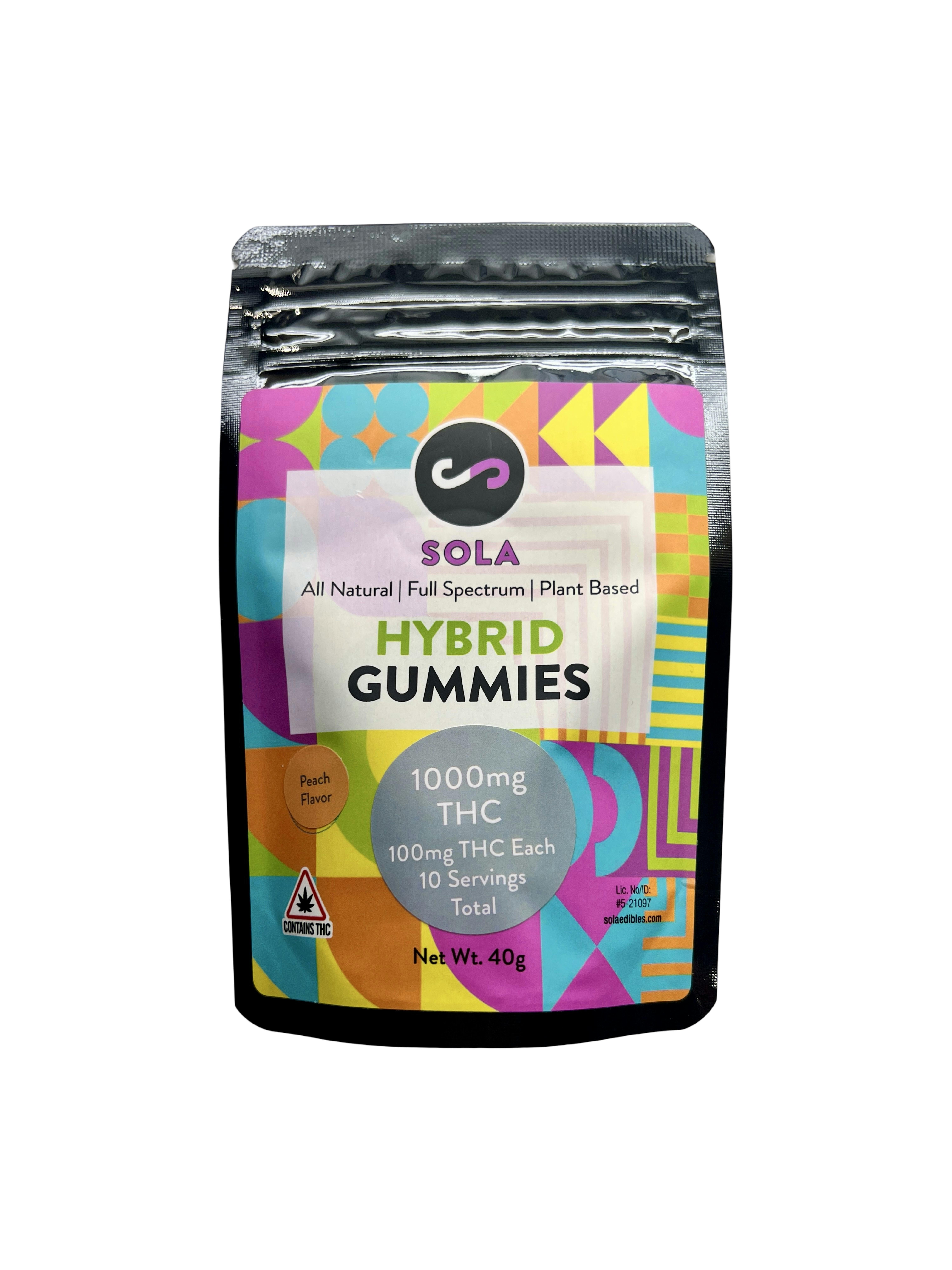 1000mg Hybrid Gummies - Peach Flavor (Sola Edibles) by Indico