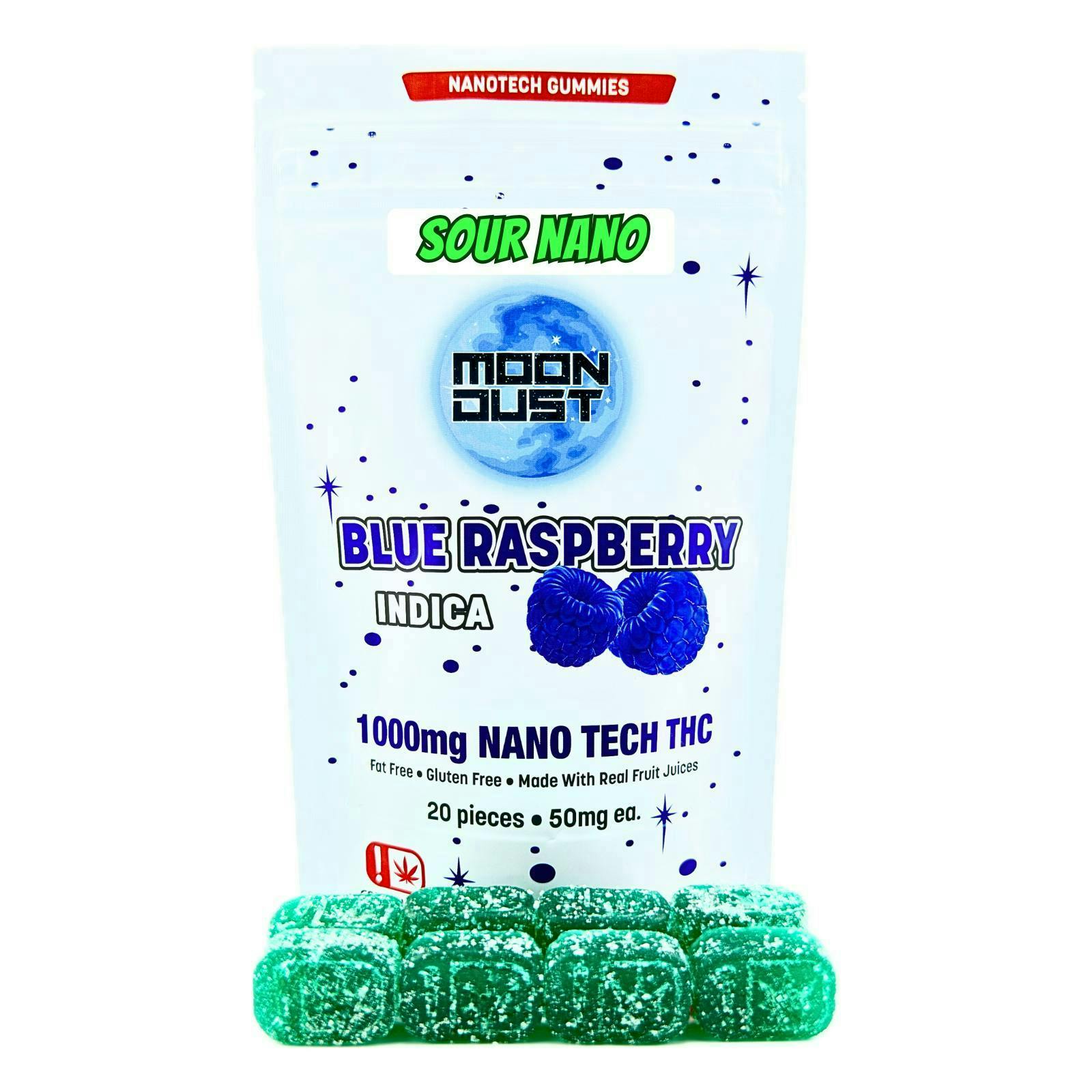 Moon Dust | Sour Blue Raspberry Nano Gummies | 1000mg | 20ct