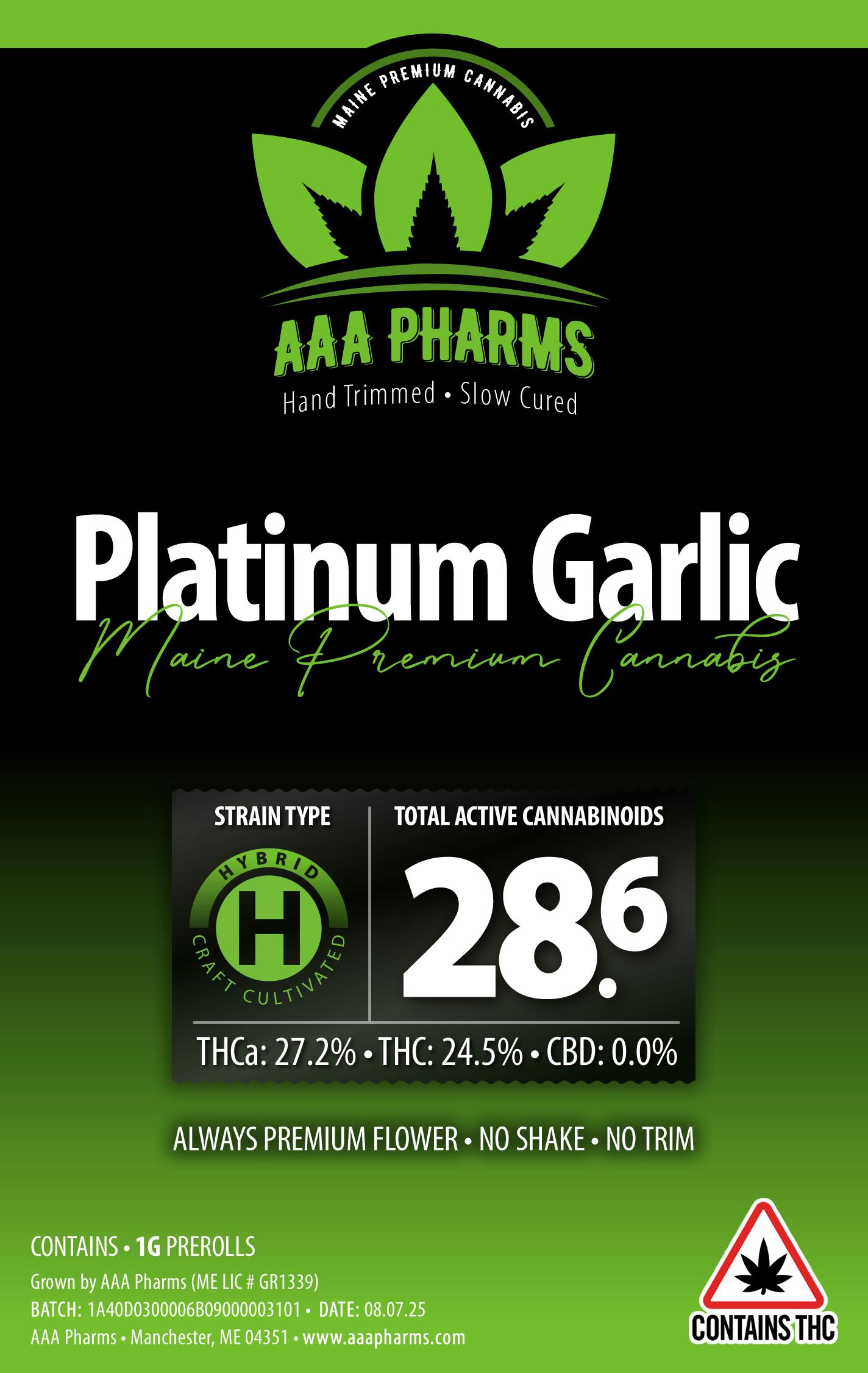 Platinum Garlic 1g Pre Roll