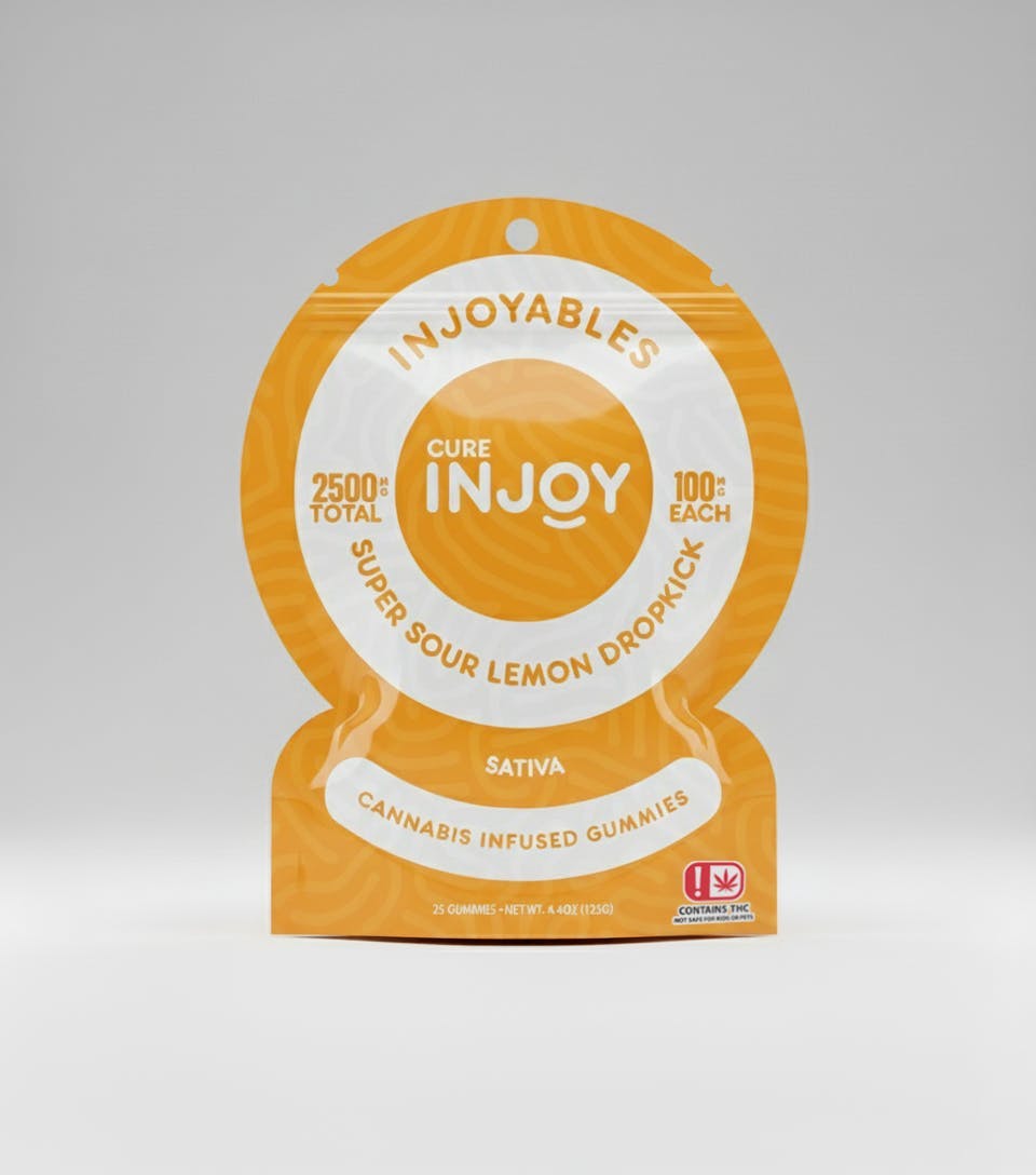 Cure Injoy | Super Sour Lemon Dropkick | 2500mg | 25ct | 100mg/ea
