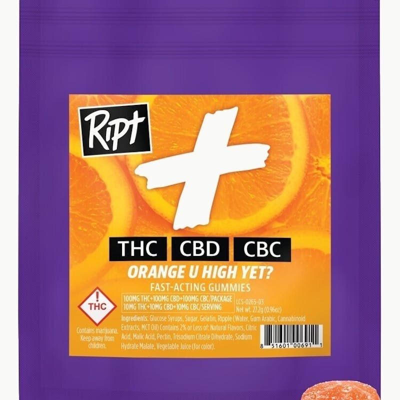 Ript - Orange U High Yet? 1:1 Gummies 100mg 10pk by Ript