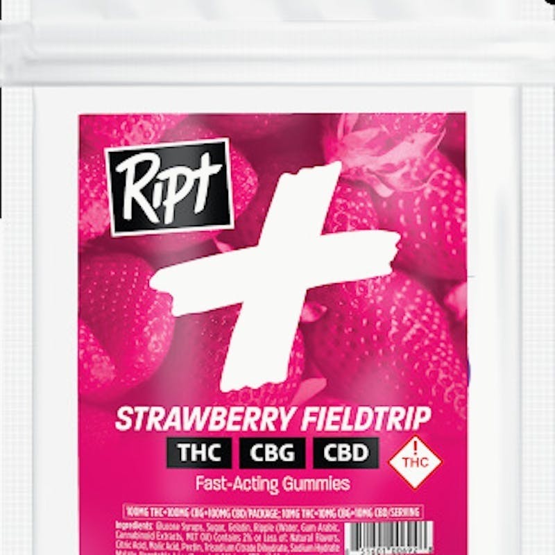 Ript - Strawberry Fieldtrip Gummies 1:1:1 100mg 10pk at Verts Neighborhood Dispensary