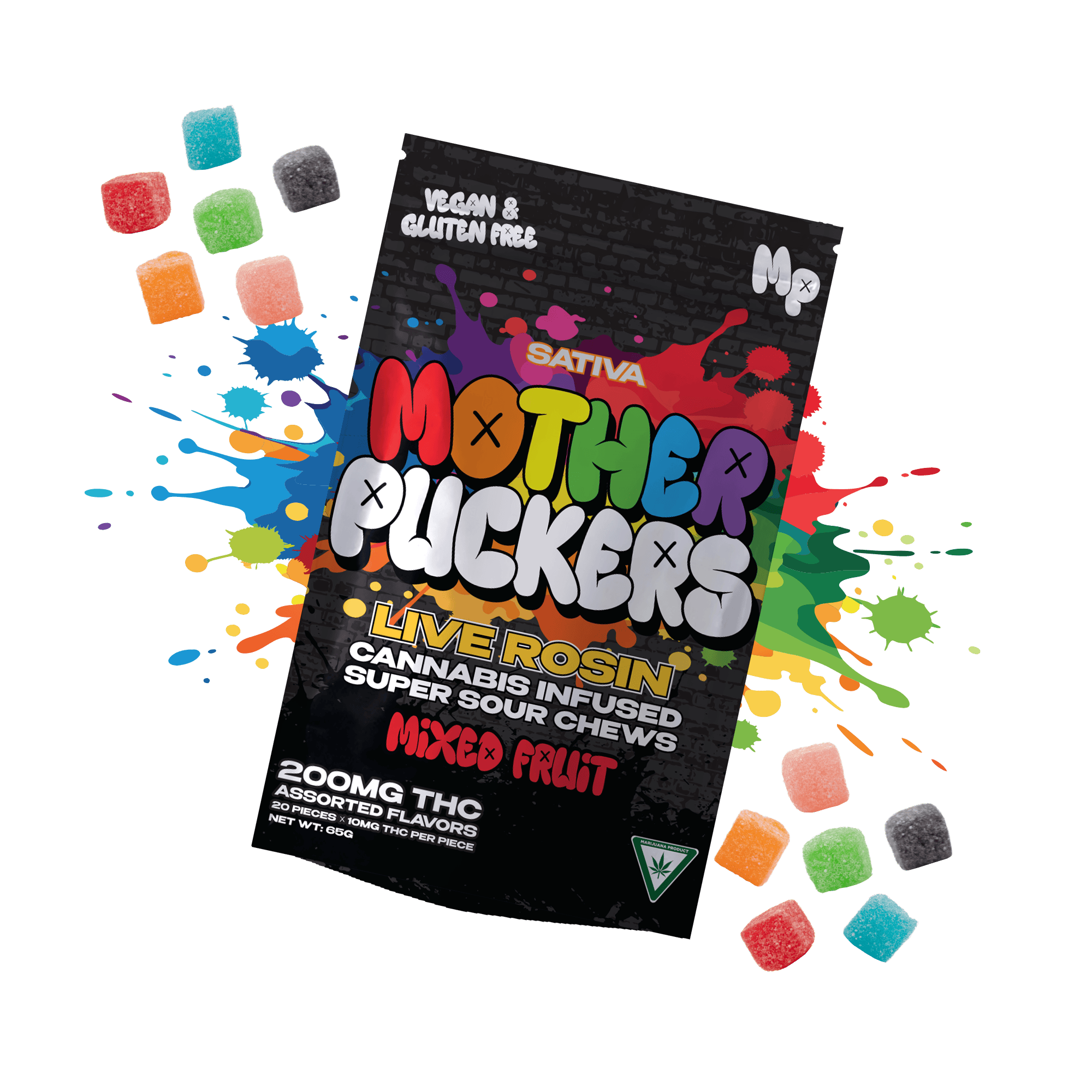 Mother Puckers | Mixed Fruit | Live Rosin | 200MG | Super Sour Chews by Mother Puckers