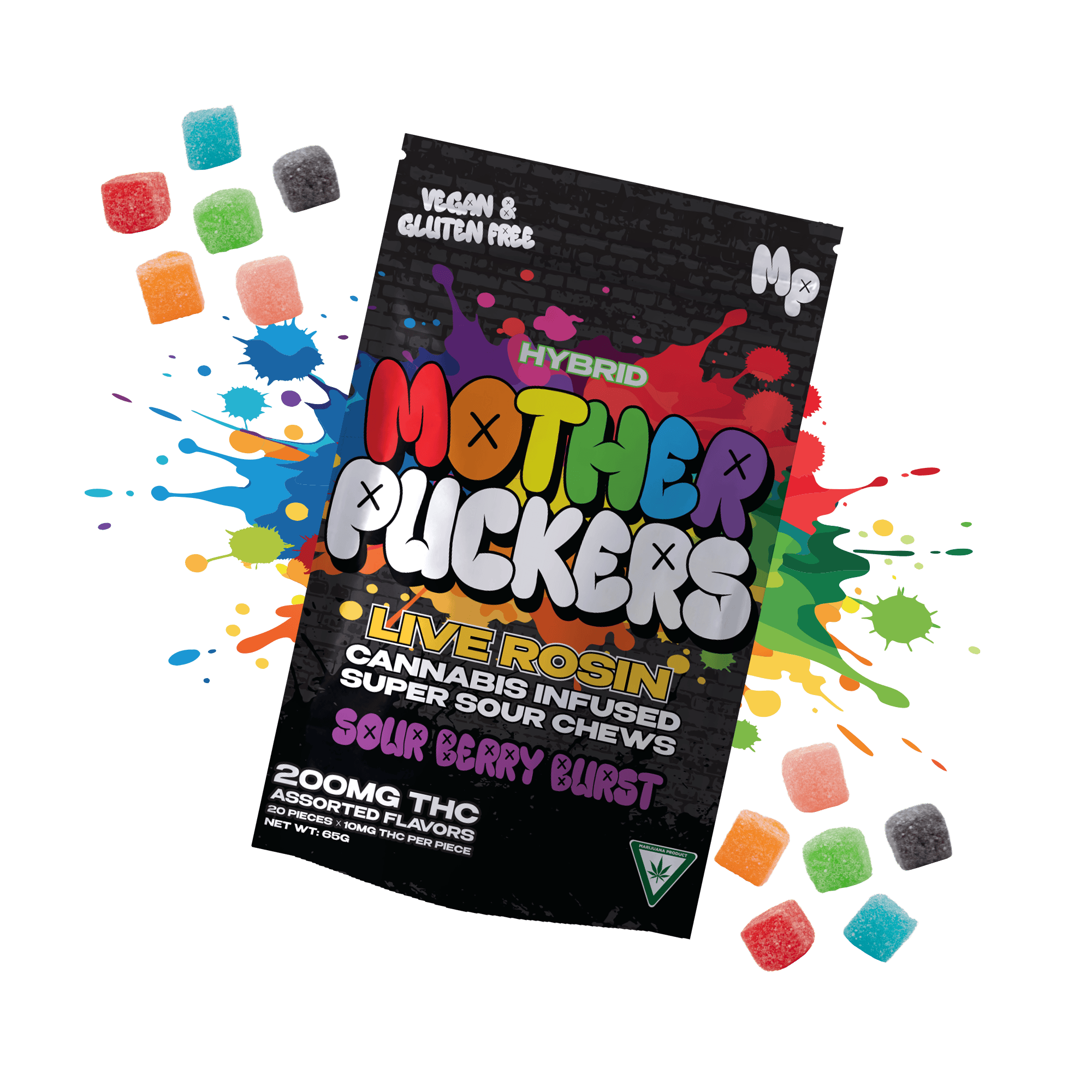 Mother Puckers | Sour Berry Burst | Live Rosin | 200MG | Super Sour Chews by Mother Puckers