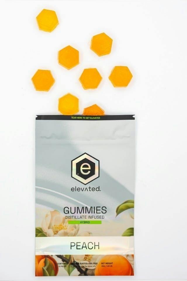 Elevated | Peach Distillate Infused Gummies | 100mg | 10ct | 10mg/ea by Elevated Labs