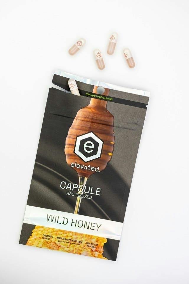 Wild Honey Caps | Indica | RSO Capsules | 100mg | 10ct | 10mg/ea by Elevated Labs