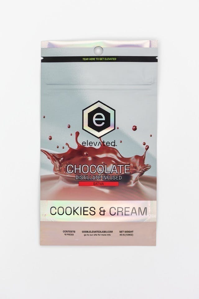 Elevated | Distillate Cookies & Cream Chocolate | 100mg | 10ct | 10mg/ea