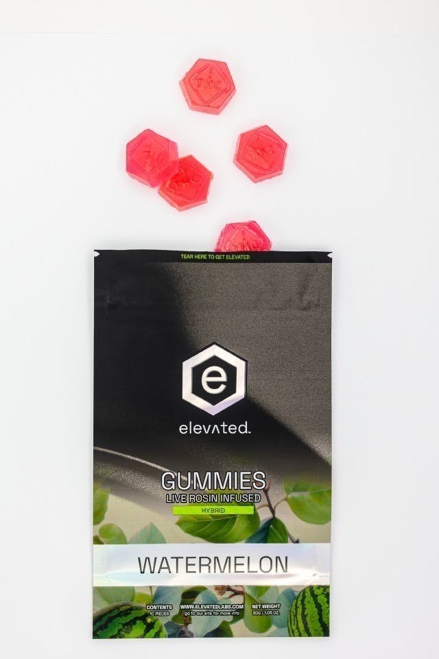 Elevated | Watermelon Live Rosin Infused Gummies | 100mg | 10ct | 10mg/ea by Elevated Labs