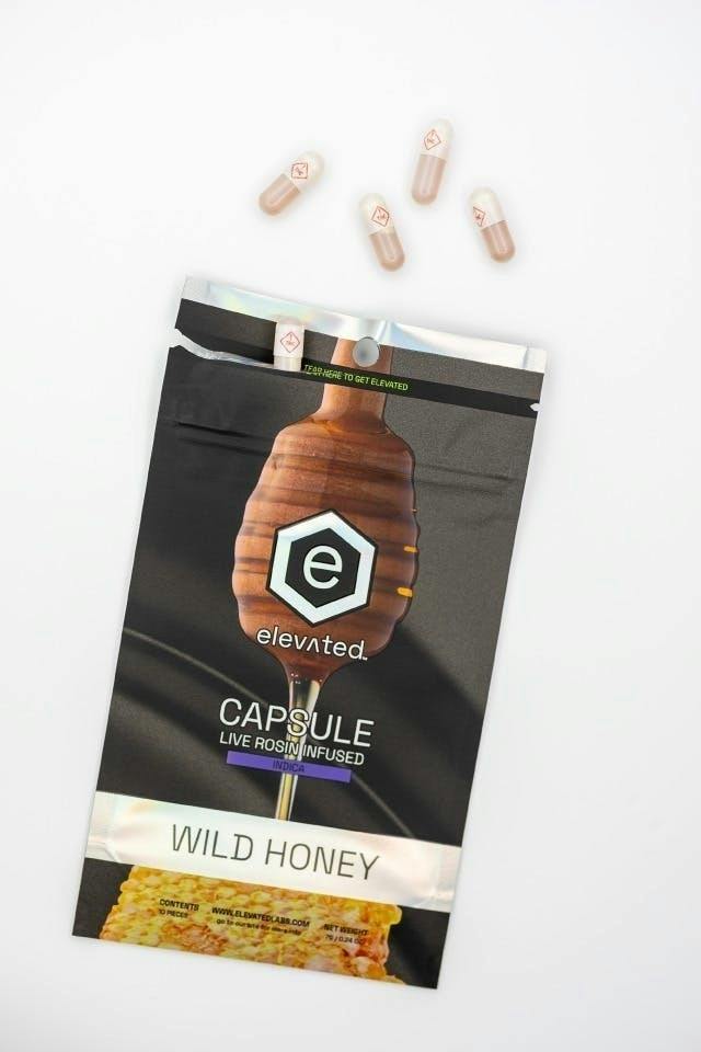 Wild Honey Caps | Indica | Live Rosin Capsules | 100mg | 10ct | 10mg/ea