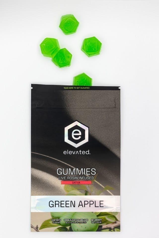 Elevated | Green Apple Rosin Infused Gummies | 100mg | 10ct | 10mg/ea by Elevated Labs