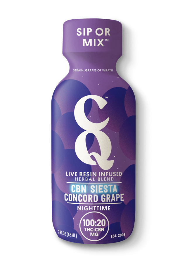 Elevated x CQ | CBN Siesta Concord Grape | Non-carbonated | 100mg | 65mL at Luna Leaf Dispensary