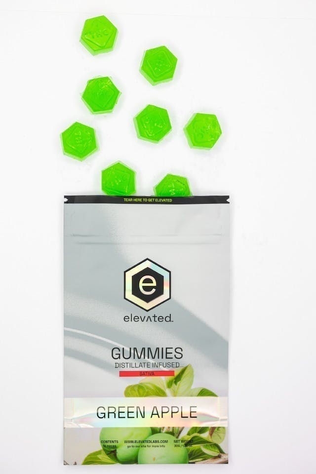 Elevated | Green Apple Distillate Infused Gummies | 100mg | 10ct | 10mg/ea by Elevated Labs