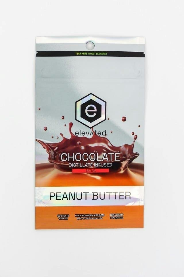 Elevated | Distillate Peanut Butter Chocolate | 100mg | 10ct | 10mg/ea at Blazed Cannabis