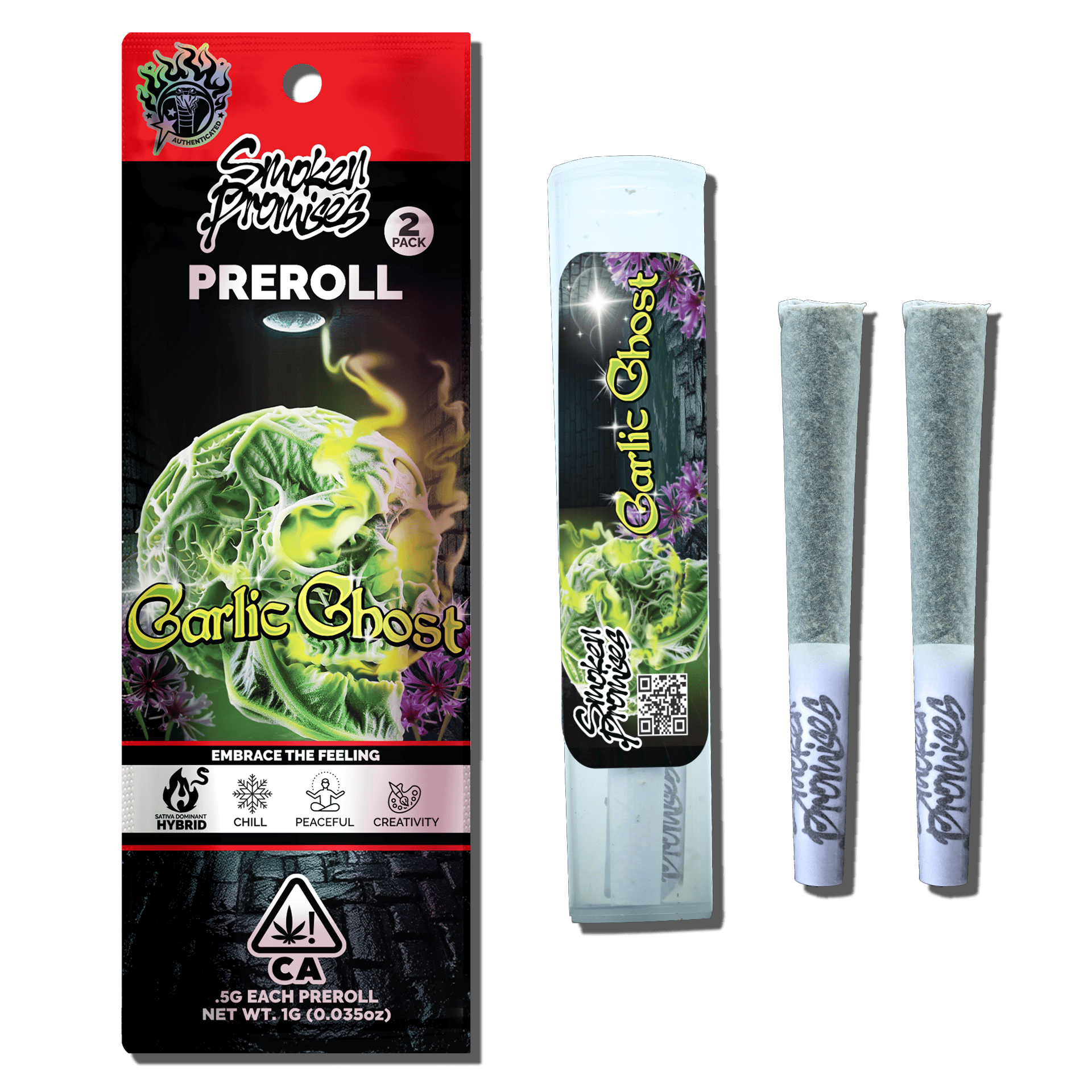 Smoken Promises | Garlic Ghost | Mini Joints | 0.5g each | 2pk
