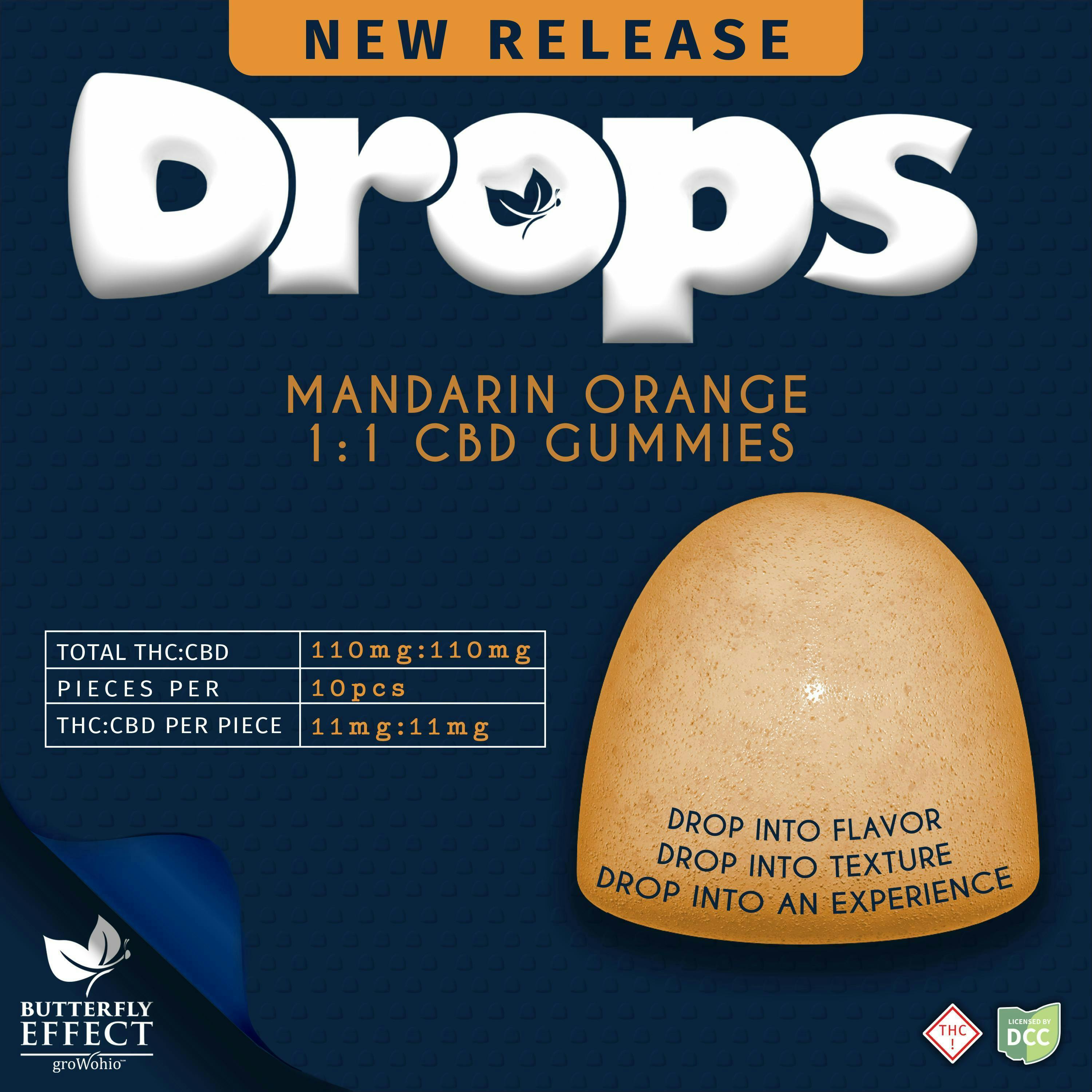 Drops - Orange 1:1 THC:CBD - 10pk (110mg)