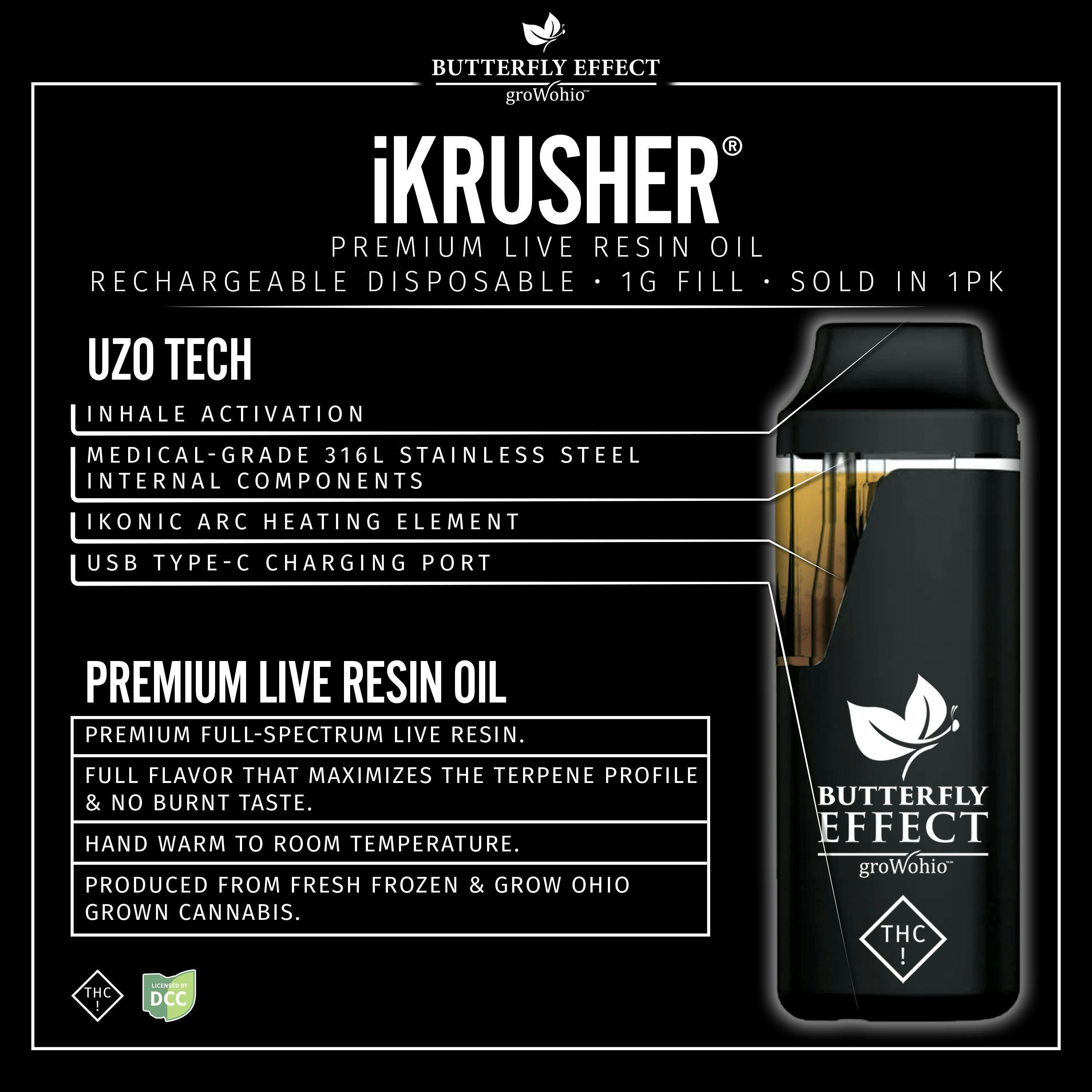Super Buff Cherry #26 - 1g LR iKrusher UZO Disposable by Butterfly Effect - Grow Ohio
