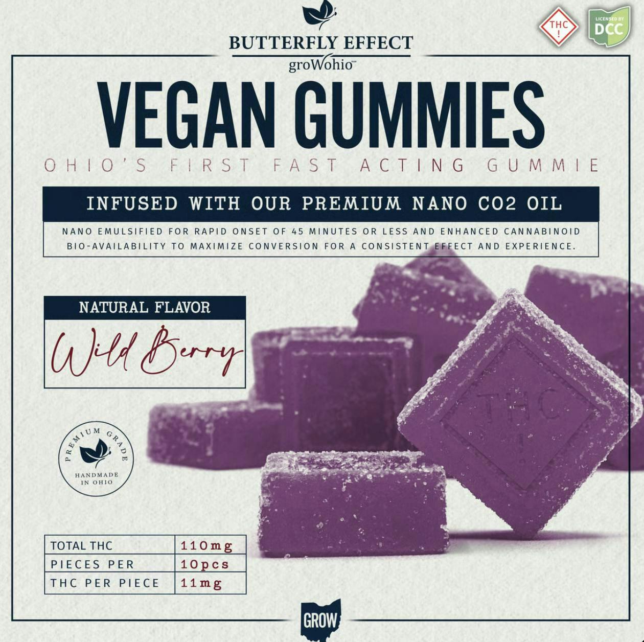 Wild Berry Gummies (10pk, 110mg) - Butterfly Effect - Grow Ohio