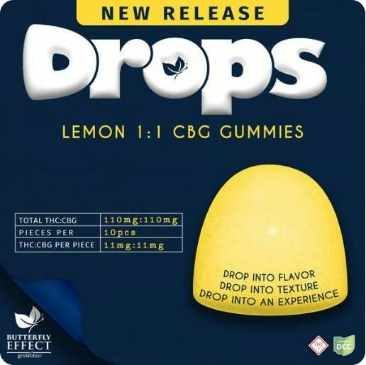 Drops - Lemon 1:1 THC:CBG - 10pk (110mg)