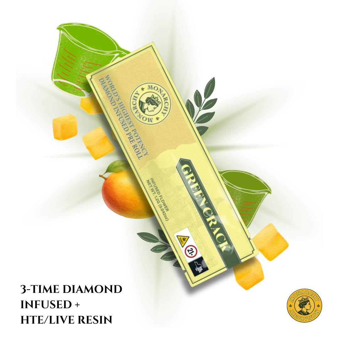 Monarchy Green Crack 1.2g Diamond Infused Pre Roll by Monarchy USA