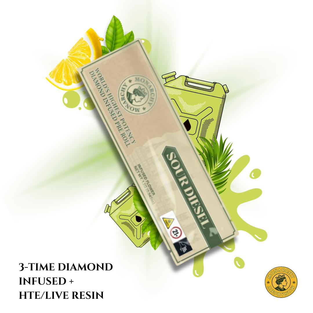Monarchy Sour Diesel 1.2g Diamond Infused Pre Roll by Monarchy USA