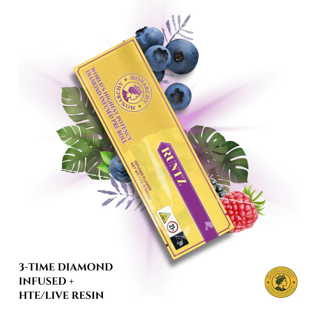 Monarchy Runtz 1.2g Diamond Infused Pre Roll by Monarchy USA