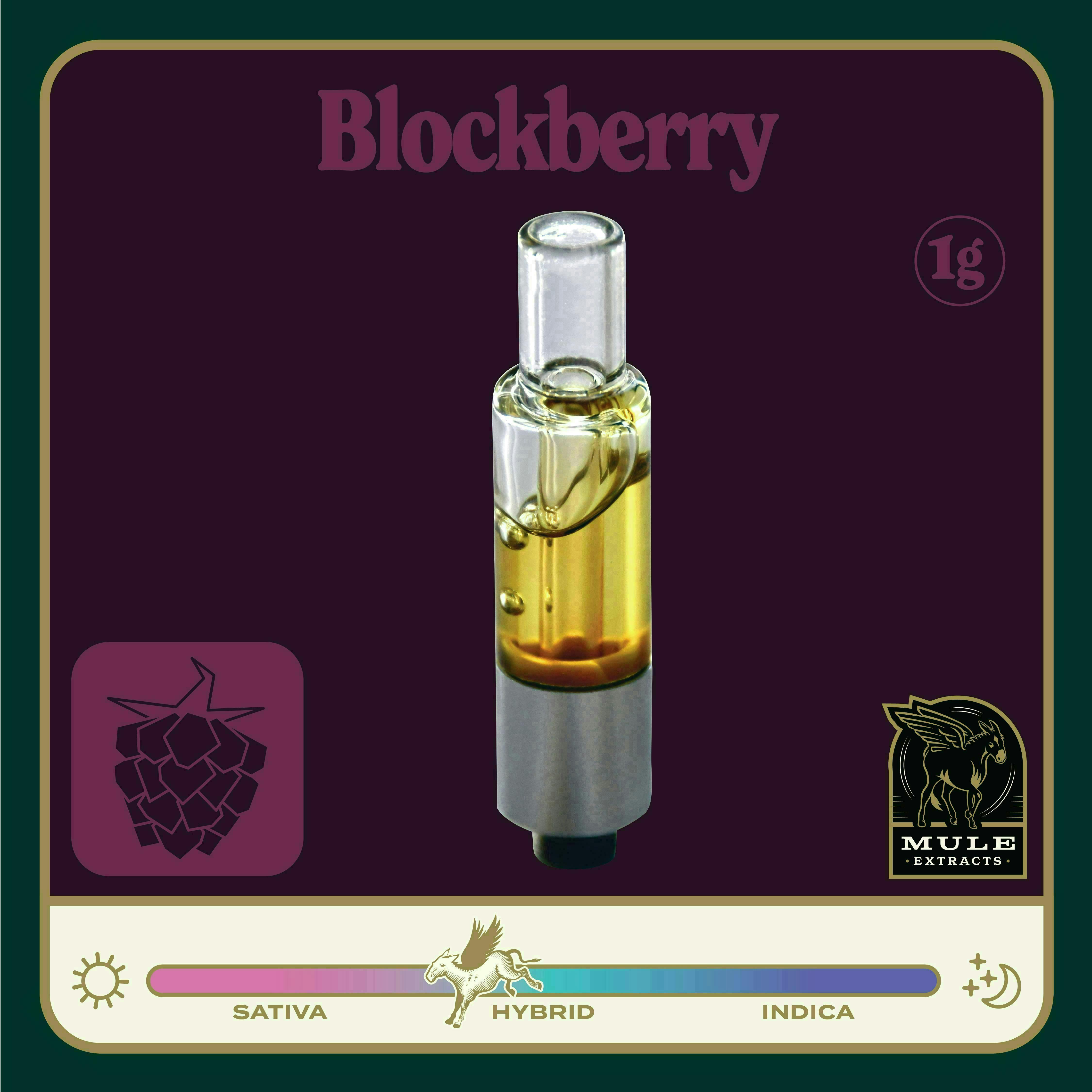 Mule Extracts: Blockberry - Live Resin Glass Cartridge - 1g