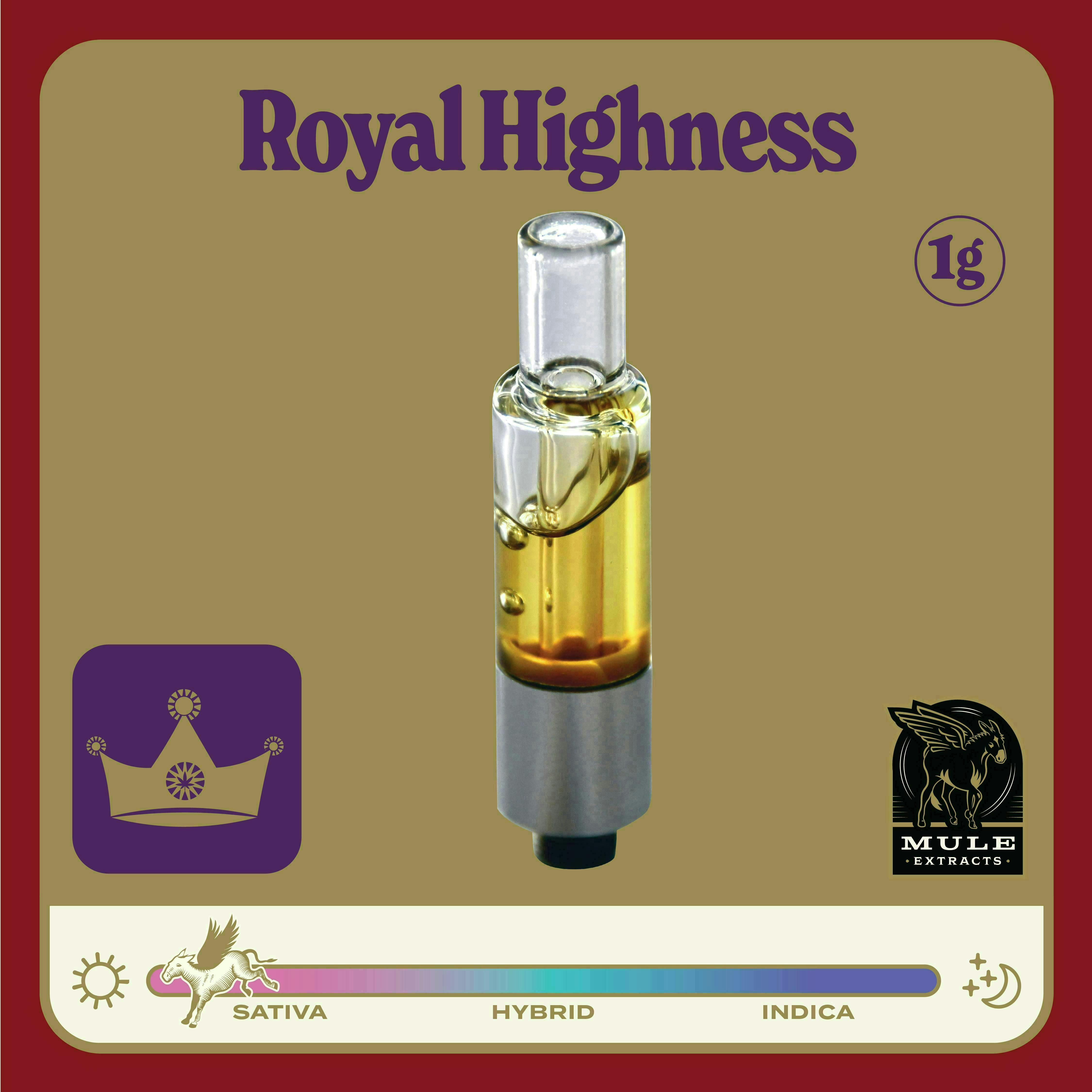 Royal Highness | Live Resin Glass Cartridge | 1g by Mule Extracts