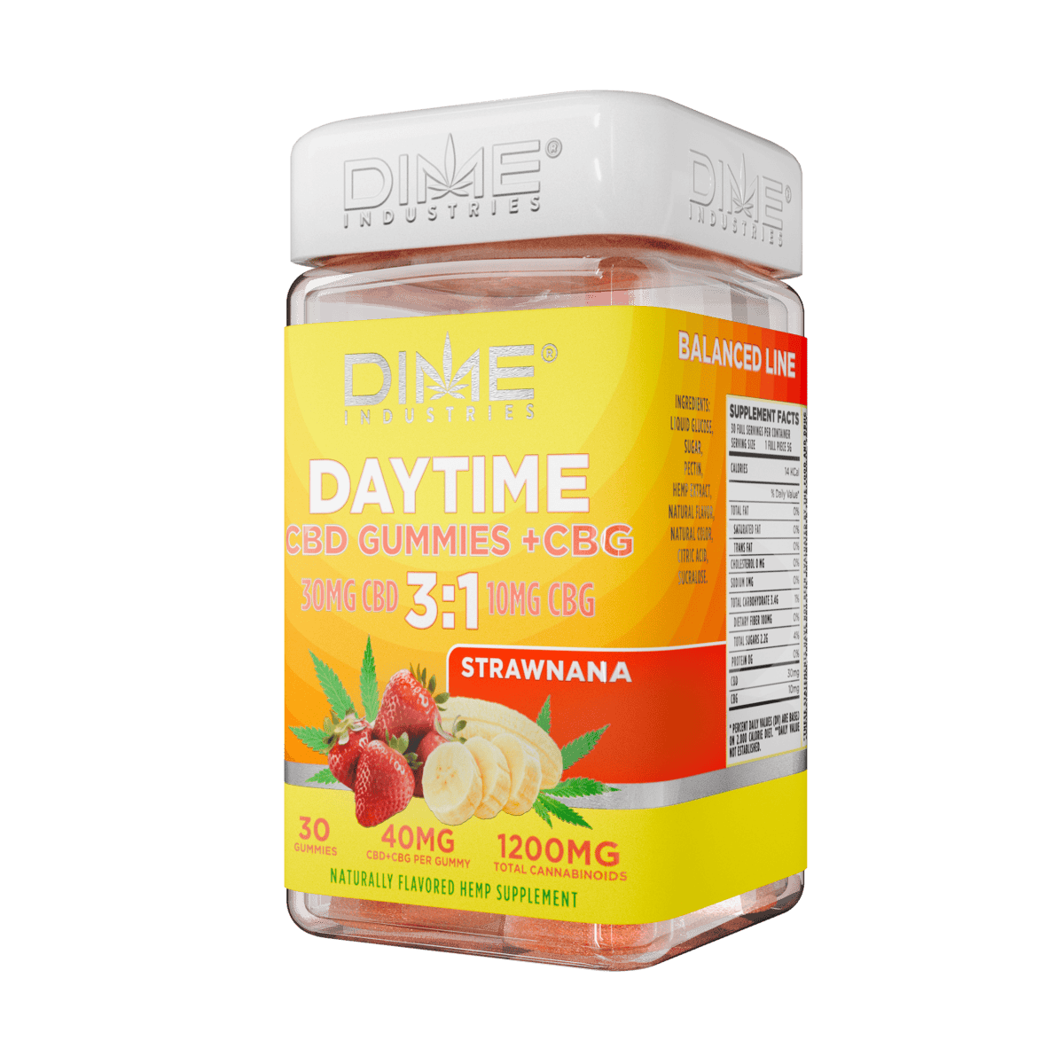 Dime Industries | Strawnana Daytime Hemp CBD Gummies + CBG | 30ct