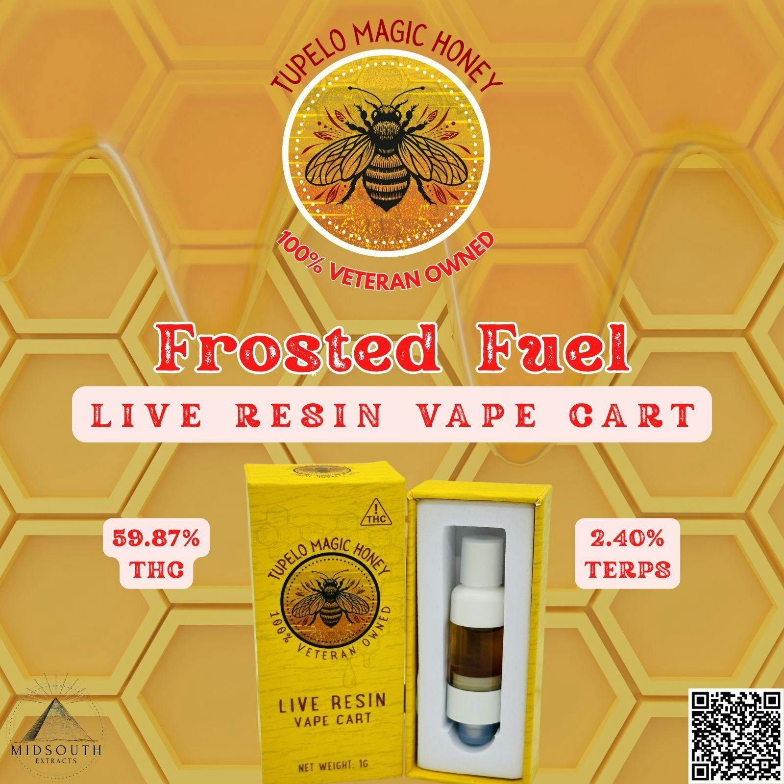 Frosted Fuel - Tupelo Magic Honey - Live Resin - Vape Cart - 1g by MidSouth Extracts