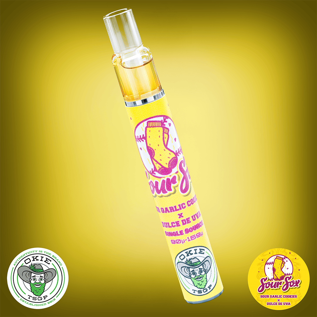 Sour Sox - 90µ-159µ - 0.5g Disposable Live Rosin Cart by Okie TSGP