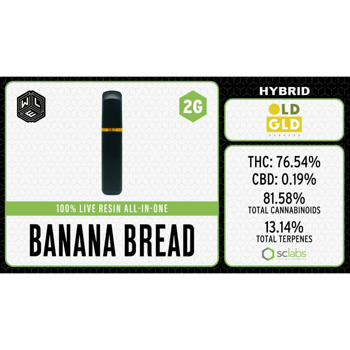 Banana Bread | Live Resin Disposable | 2g by White Label Extracts