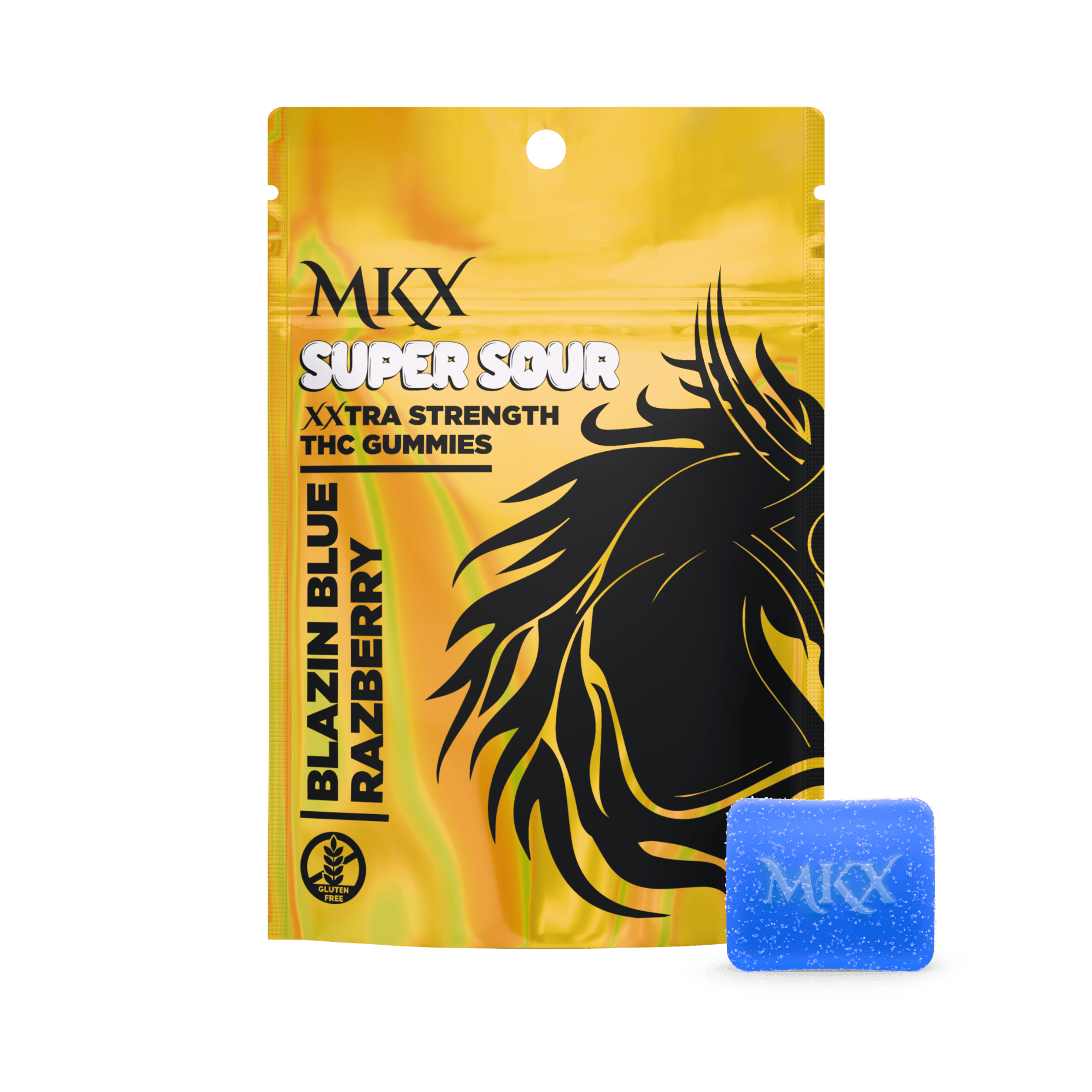 Super Sour XXTRA | Blazin Blue Razberry Gummies | 200mg | 10ct | 20mg/ea