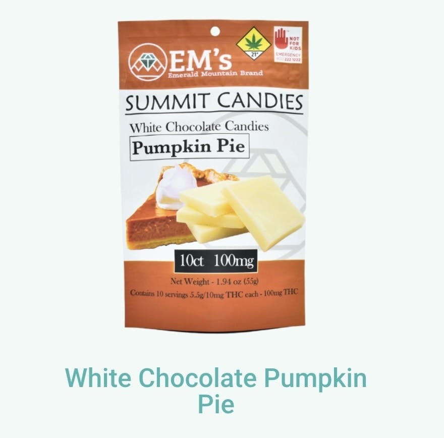 Emerld Mountain | White Chocolate Pumpkin Pie | 10mg Edible | 10ct