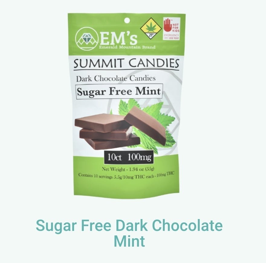 Emerld Mountain | Sugar Free Dark Chocolate Mint | 10mg Edible | 10ct by Emerald Mountain