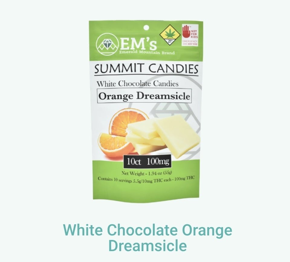 Emerld Mountain | White Chocolate Orange Dreamsicle | 10mg Edible | 10ct
