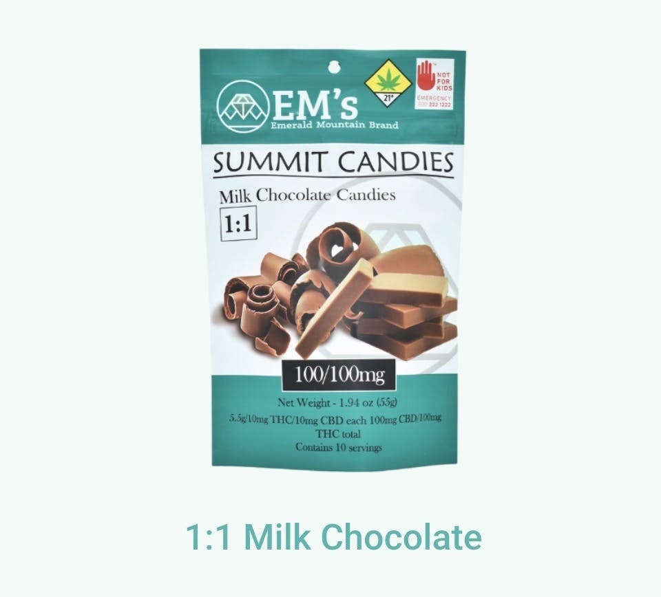 Emerld Mountain | Milk Chocolate 1:1 | 10mg Edible | 10ct