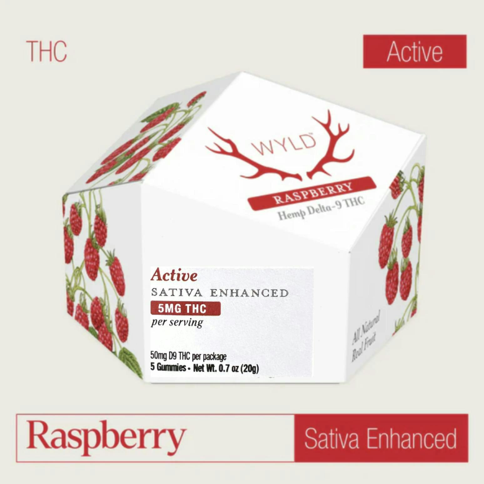 WYLD | Raspberry Sativa Enhanced Gummies | 100mg | 20ct | 5mg/ea by Wyld
