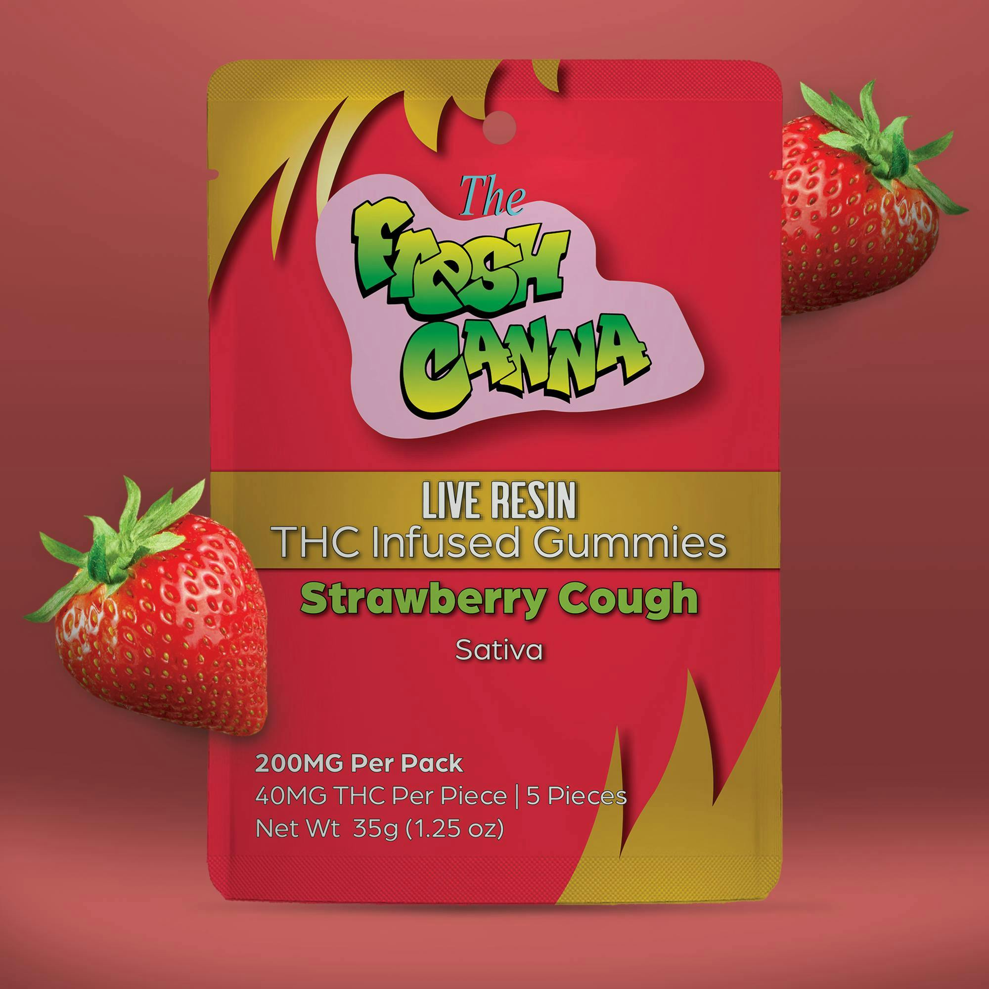 Strawberry Cough | Live Resin Gummies | 200mg | 2pk | 100mg/ea