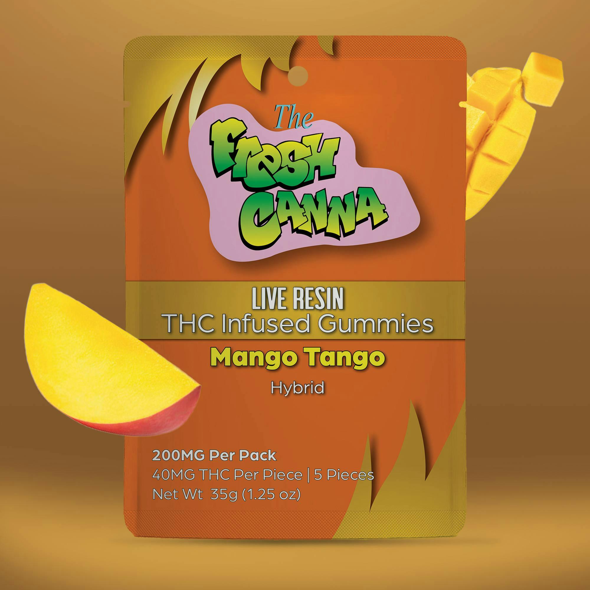 Fresh Canna | Mango Tango | Live Resin Gummies | 200mg | 2pk | 100mg/ea