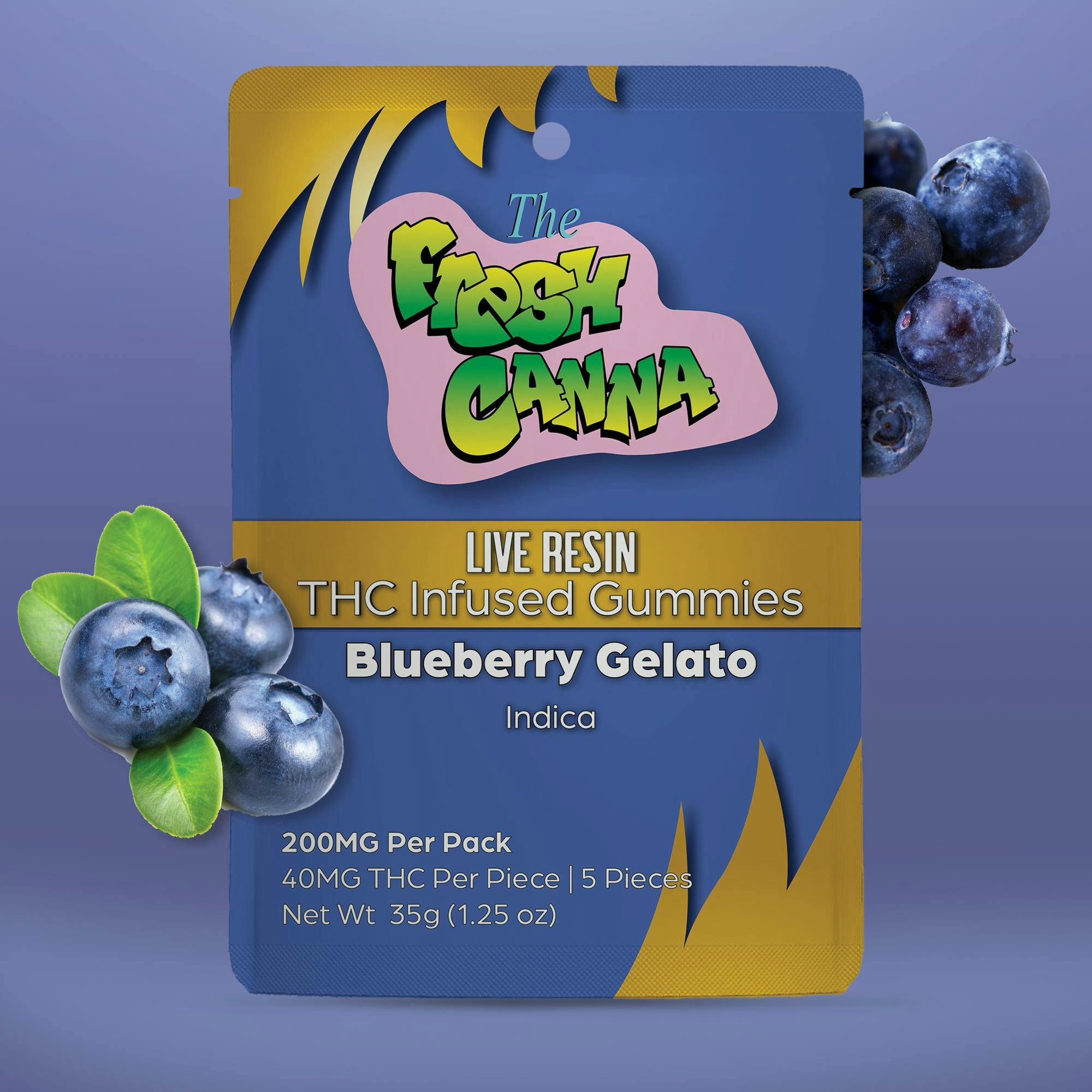 Fresh Canna | Blueberry Gelato Live Resin Gummies | 200mg | 2pk | 100mg/ea by Fresh Canna