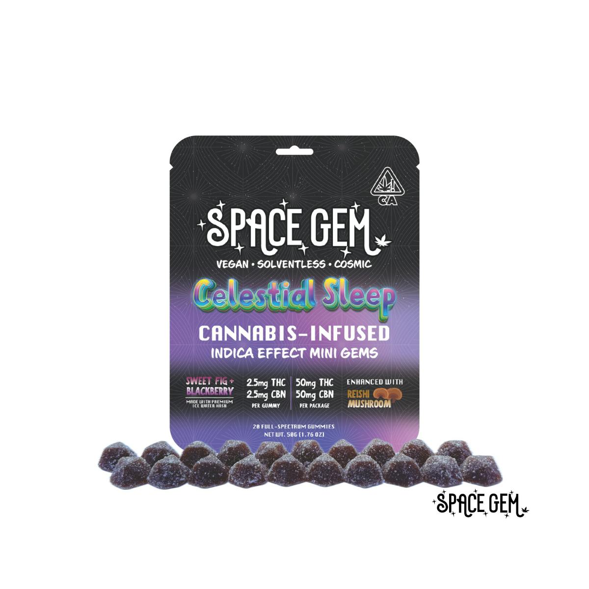 Mini Gems - Celestial Sleep - Indica - Sweet Fig Blackberry - 20pk 50mg CBN