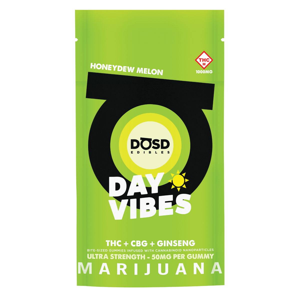 DAY VIBES - Honeydew Melon CBG + Ginseng - 1000mg by DŌSD Edibles