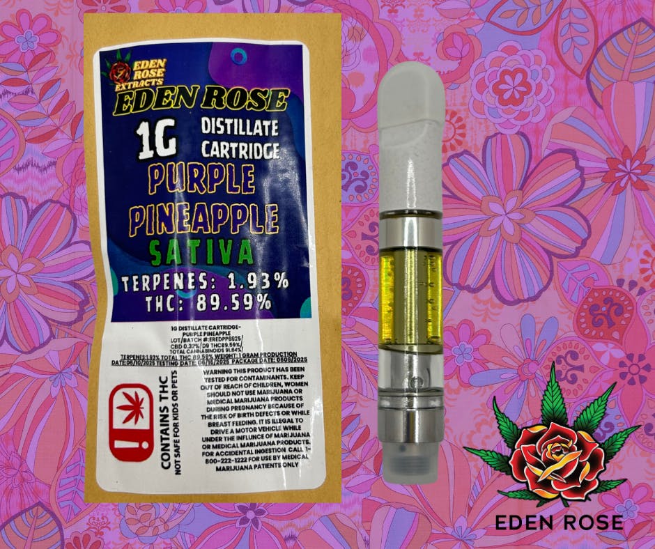 1G Distillate Cartridge - Purple Pineapple (Sativa) - Eden Rose